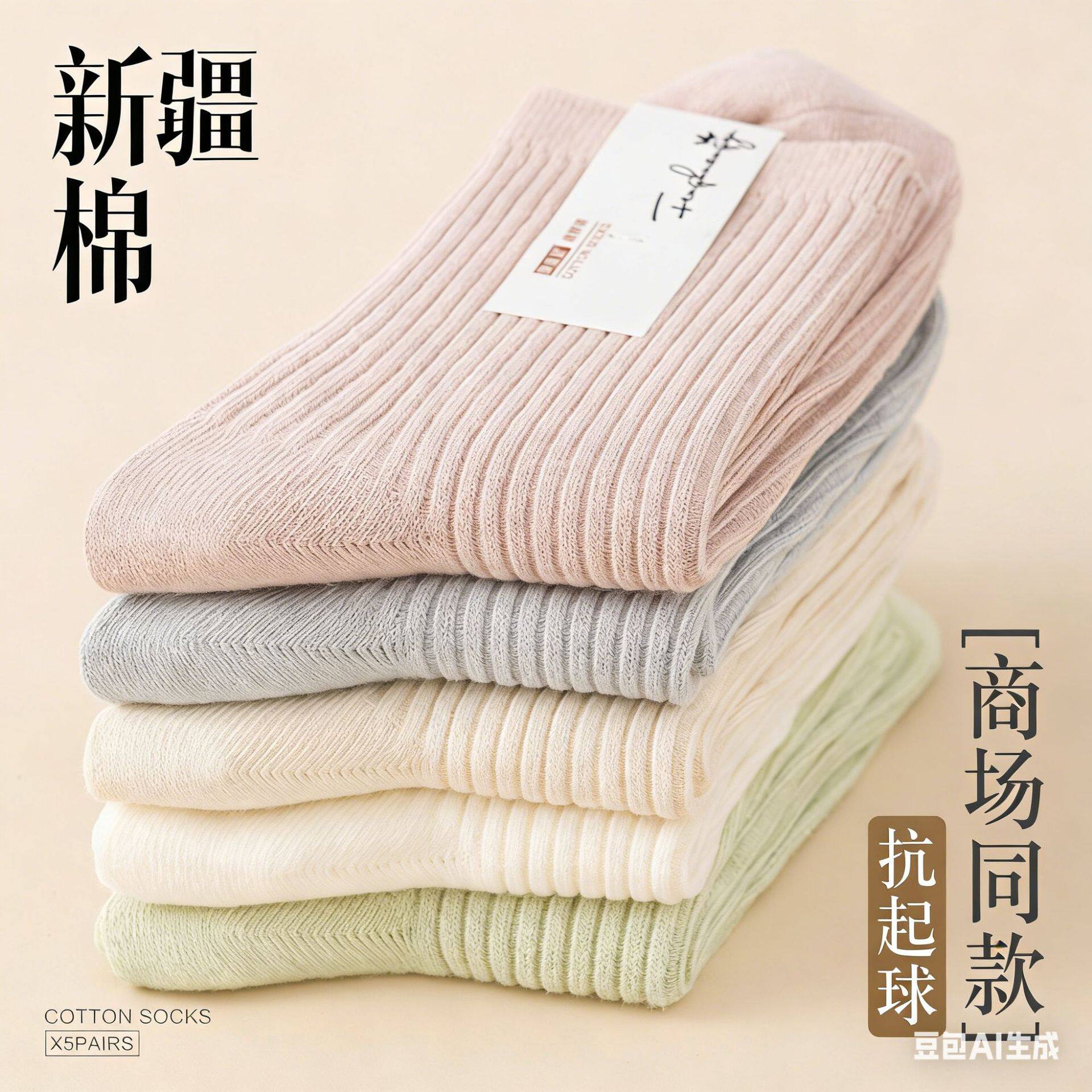 袜子女款秋冬季中筒袜纯棉纱防臭