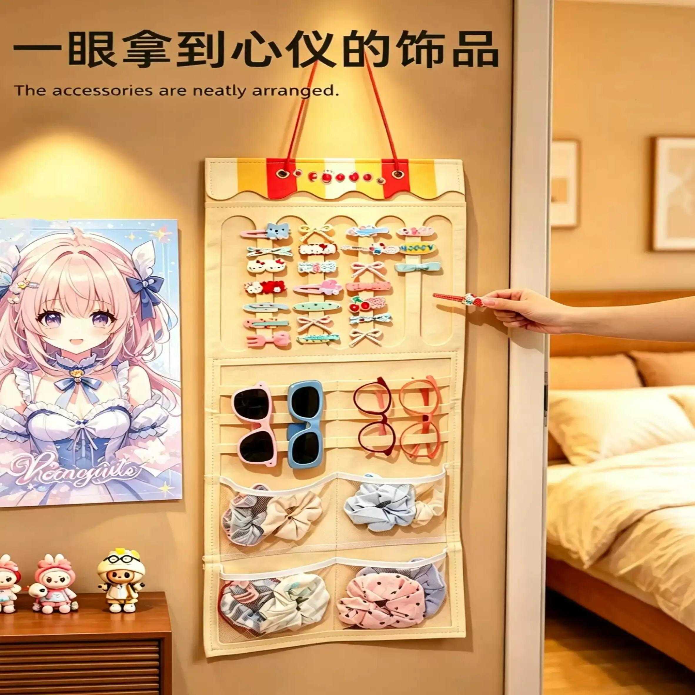 家用发饰收纳挂袋壁挂发夹发箍