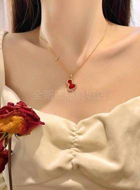 钛钢材质项链红色简约新款时尚项链女葫芦招财转运锁骨链韩版