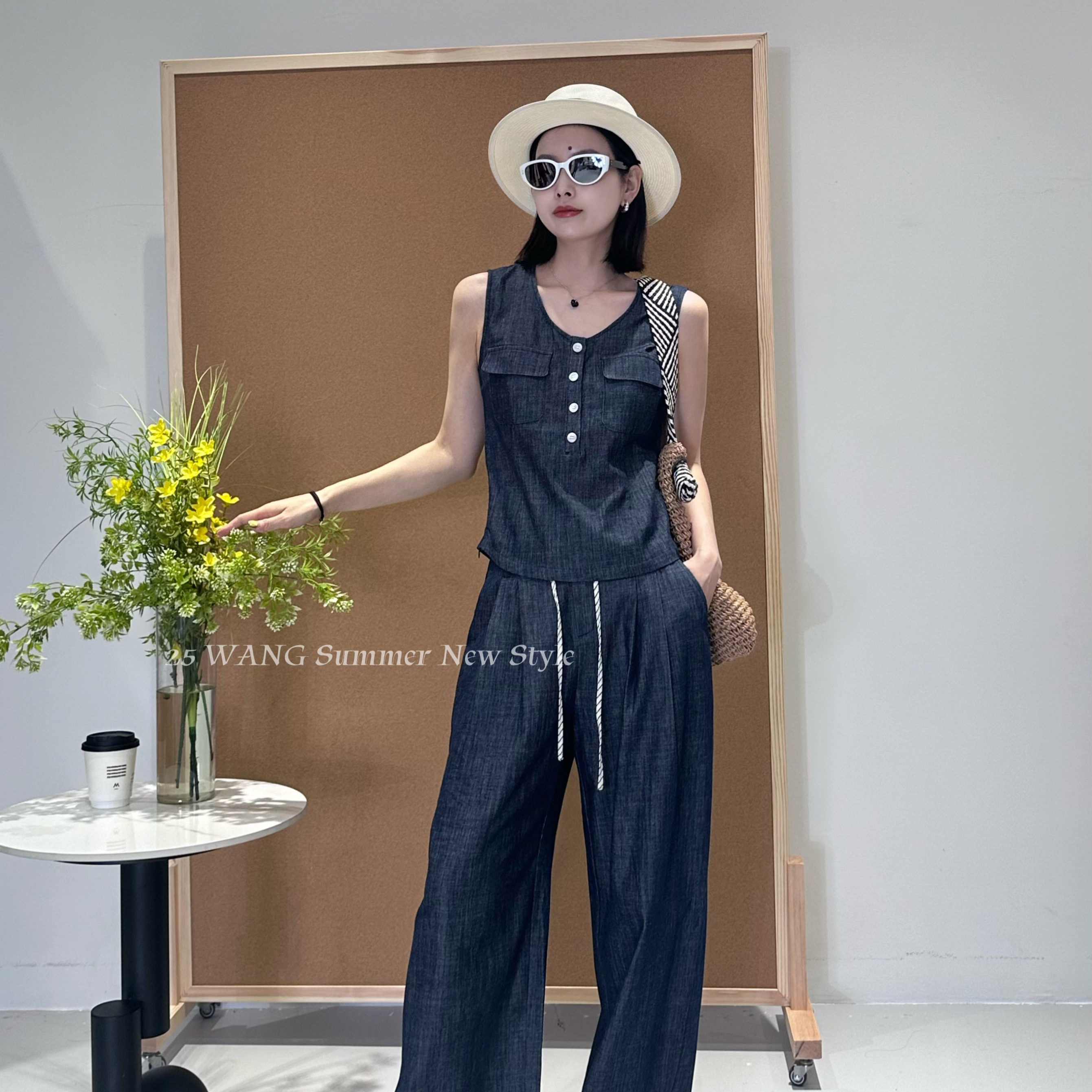 牛仔套装2025新款女夏春2025新款爆款高级感小众职业休闲两件套女