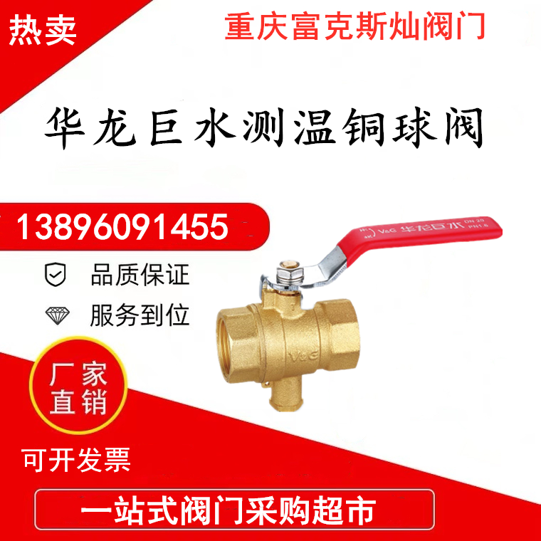 华龙巨水热力供暖测温铜球阀