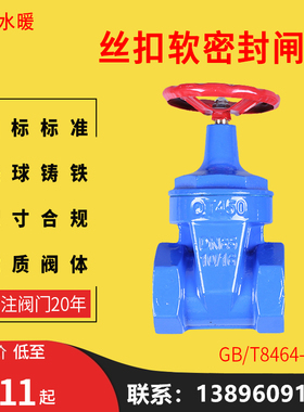 闸阀Z15X丝扣软密封铁内螺纹自来水表消防表暖气铜闸阀PPR6分DN25