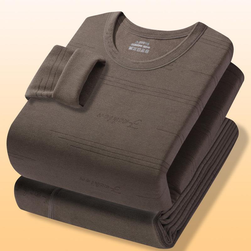 圆领男士防寒保暖内衣加厚男生秋衣秋裤冬季内搭男款套装棉毛衫男