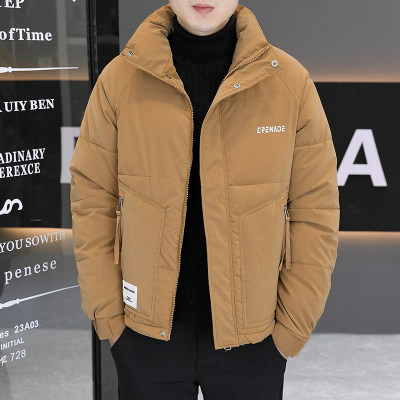 2025新款简单商务休闲拉链口袋棉衣男时尚羽绒棉服外套加厚款冬装