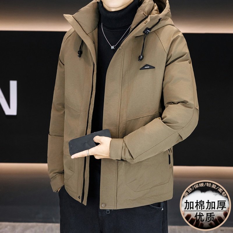秋冬季加厚工装棉衣男潮流高端连帽保暖棉服冬装防寒棉袄短款外套
