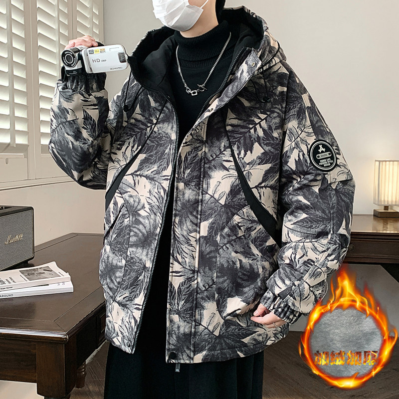 秋冬外套男士加绒夹克加厚二棉保暖高端连帽棉袄子潮牌休闲棉衣服