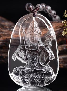天然白水晶虚空藏菩萨吊坠项链生肖牛虎守护神项链本命年男女礼物
