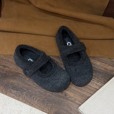 格雷灰内增高加绒勃肯玛丽珍单鞋