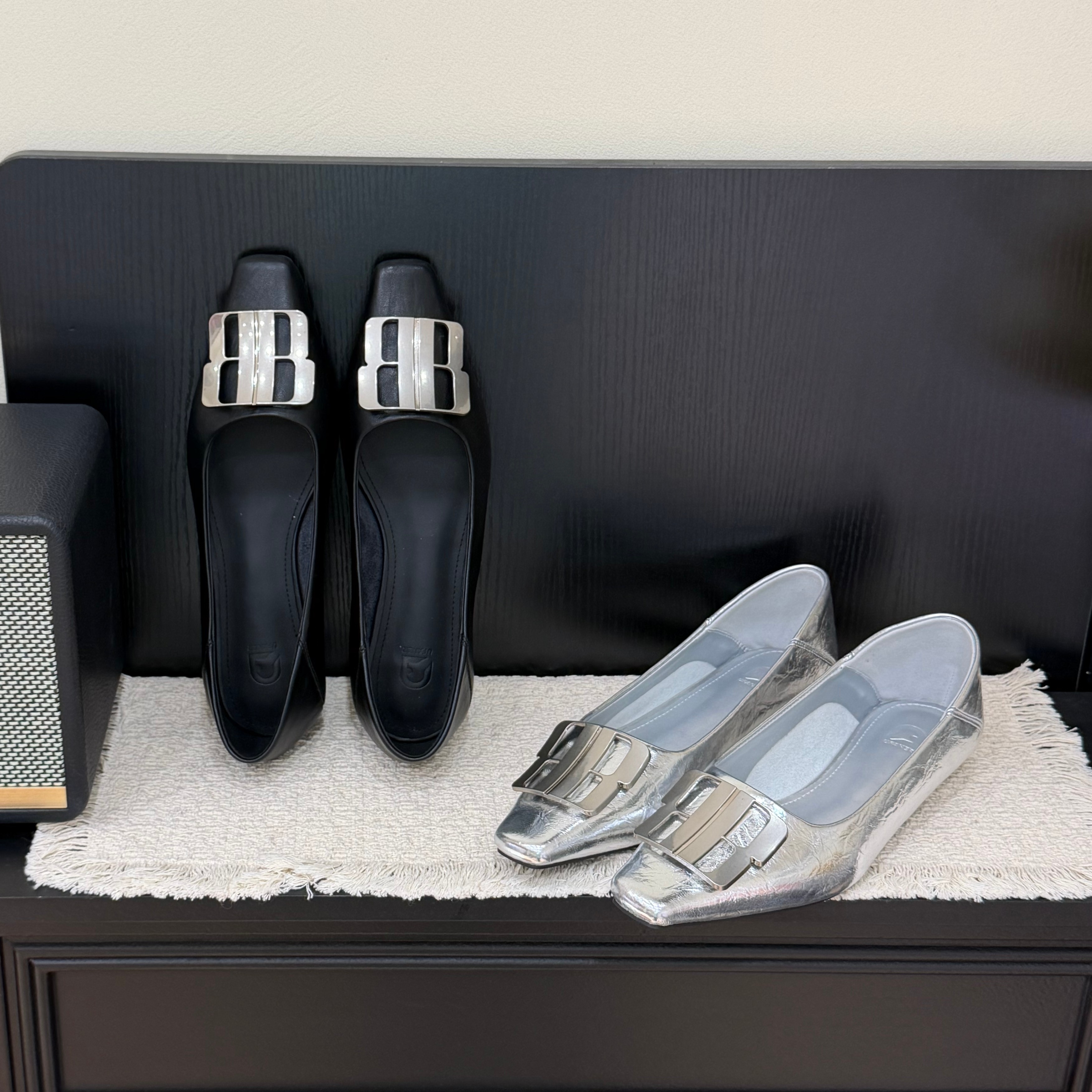 兜小兜气质韩版银色方扣单鞋法式方头浅口平底百搭瓢鞋通勤工作鞋,女鞋,浅口单鞋,淘宝优惠券,粉丝福利购,淘宝优惠卷