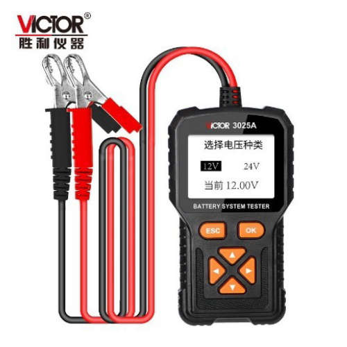 胜利VC3025A/B/C 汽车蓄电池检测仪电瓶寿命电量内阻测量12V 24V