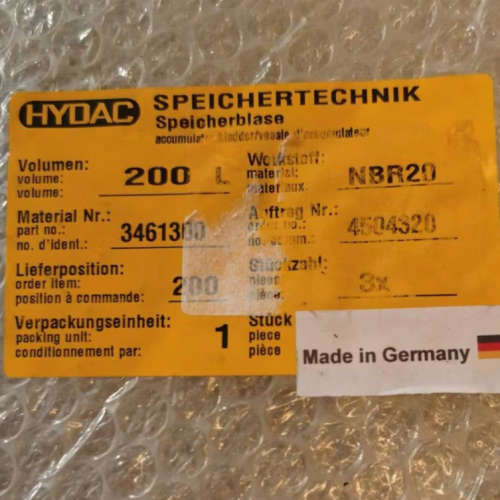 贺德克HYDAC皮囊25L*7/8-14UNF/VG5 NBR20/P460德国原装价格优惠