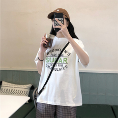 Real shot cotton summer new Korean fashion short sleeve t-shirt female fashion student top