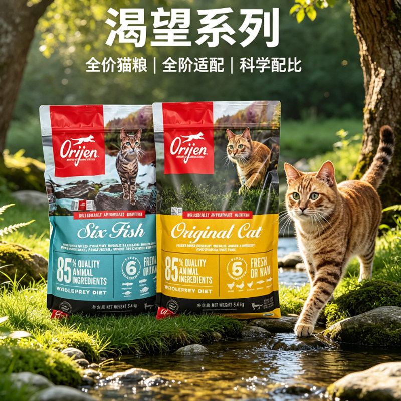 Orijen渴望系列全价猫粮原味鸡肉全期干粮六种鱼全价猫咪主粮猫粮