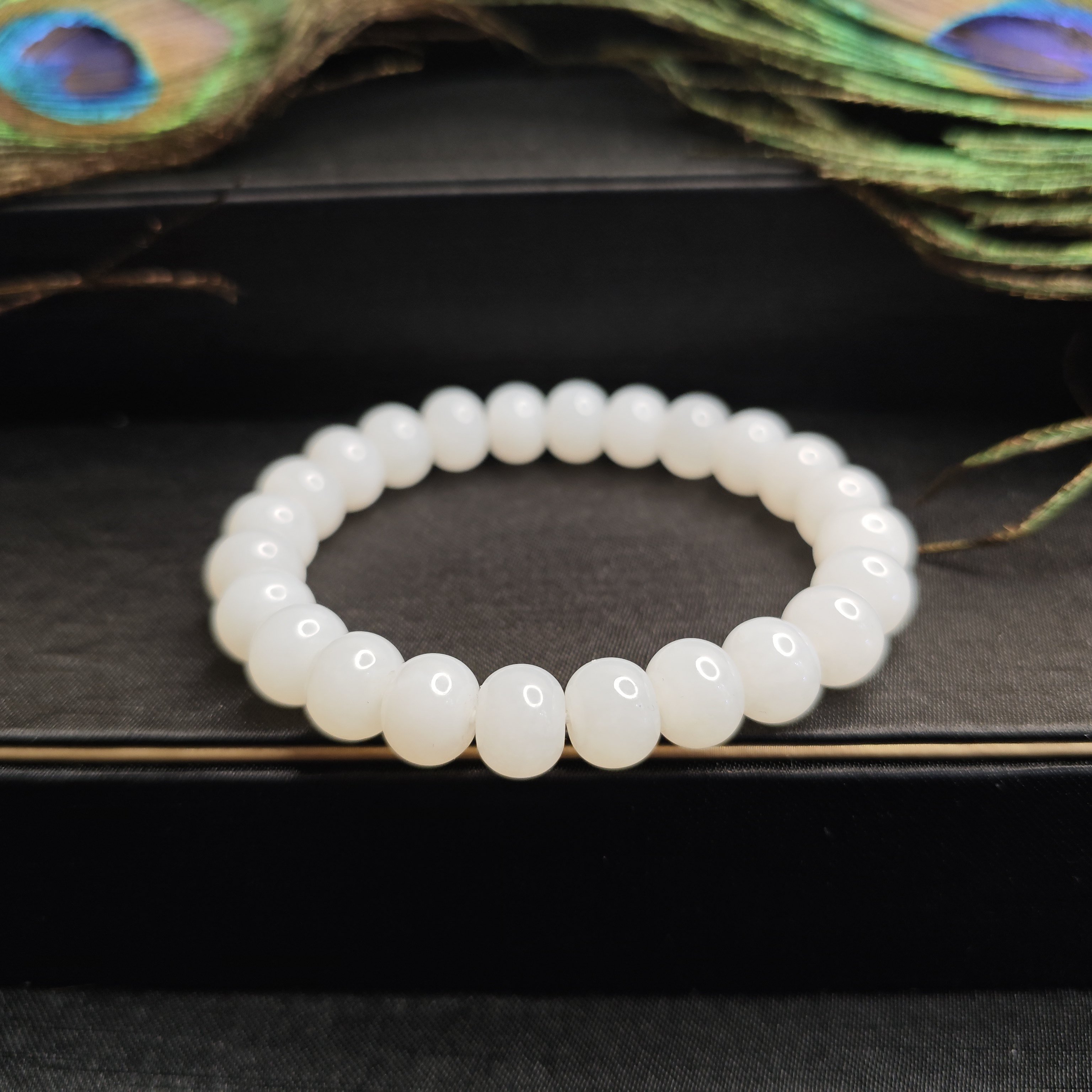 天然新疆和田玉羊脂白玉手链手串老型珠男女礼物真品送女友