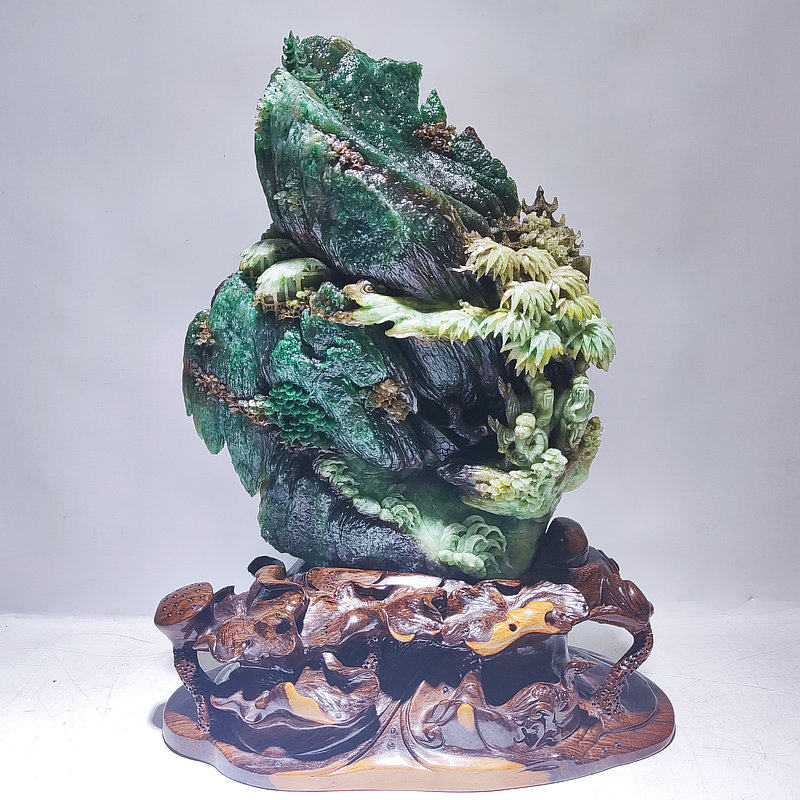 高端玉雕 绿野仙踪 天然独山玉石天蓝新中式工艺品镇宅山子摆件