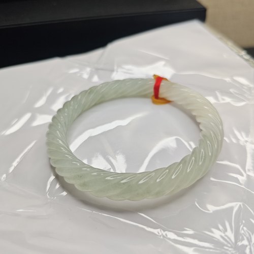 天然老坑料子南阳独玉冰润国风麻花圆条玉石手镯圈口60女礼物礼品