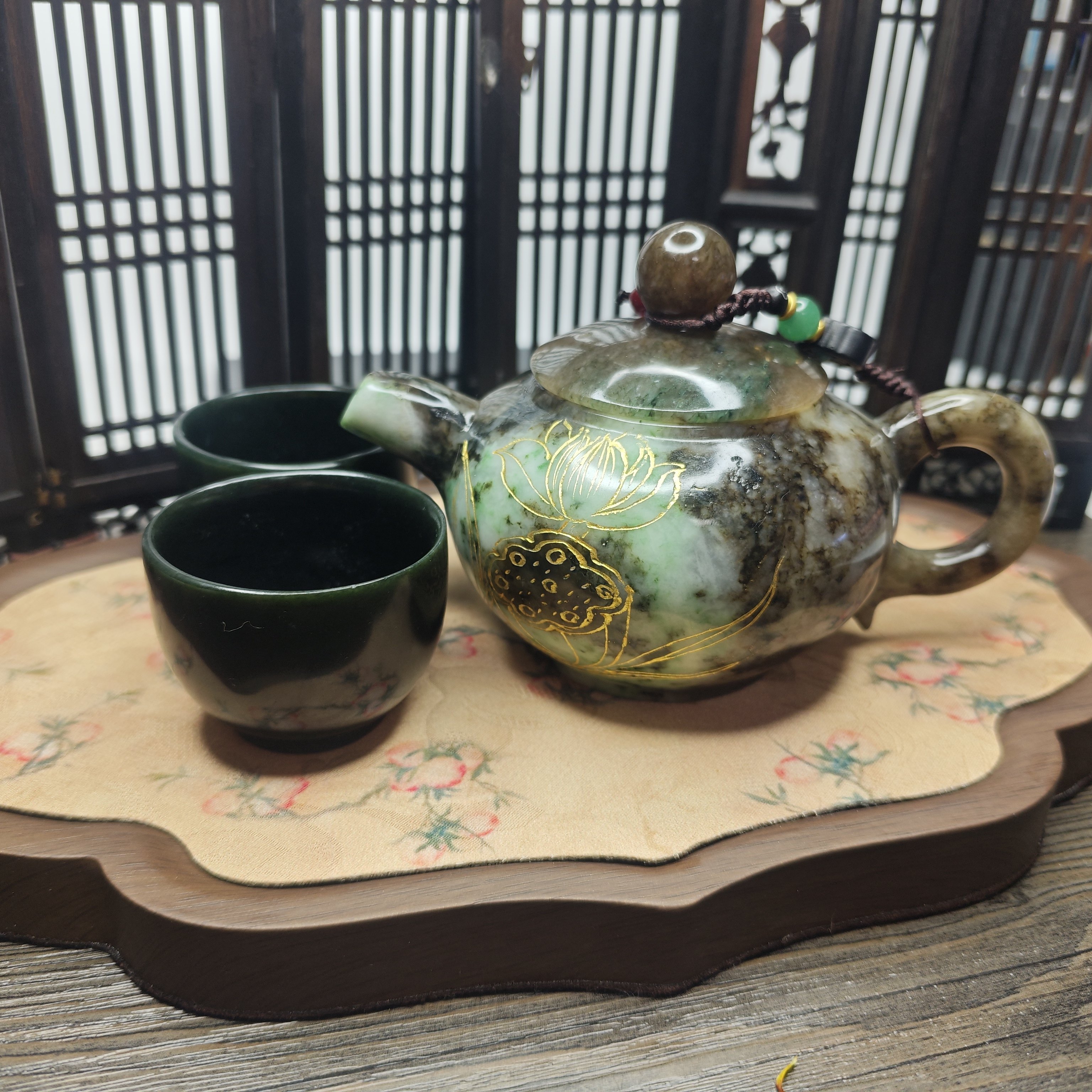特惠天然南阳独山玉石茶壶套装高档玉石茶具一套礼物