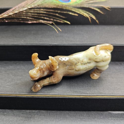 特惠天然南阳独玉精雕冰润红糖立体生肖牛摆件茶宠礼物礼品