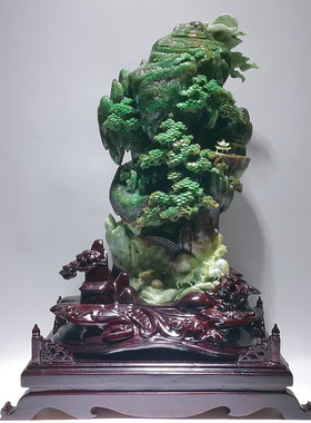 玉器玉雕 旭日东升会当凌绝顶 独山玉石山子风水新中式工艺品摆件