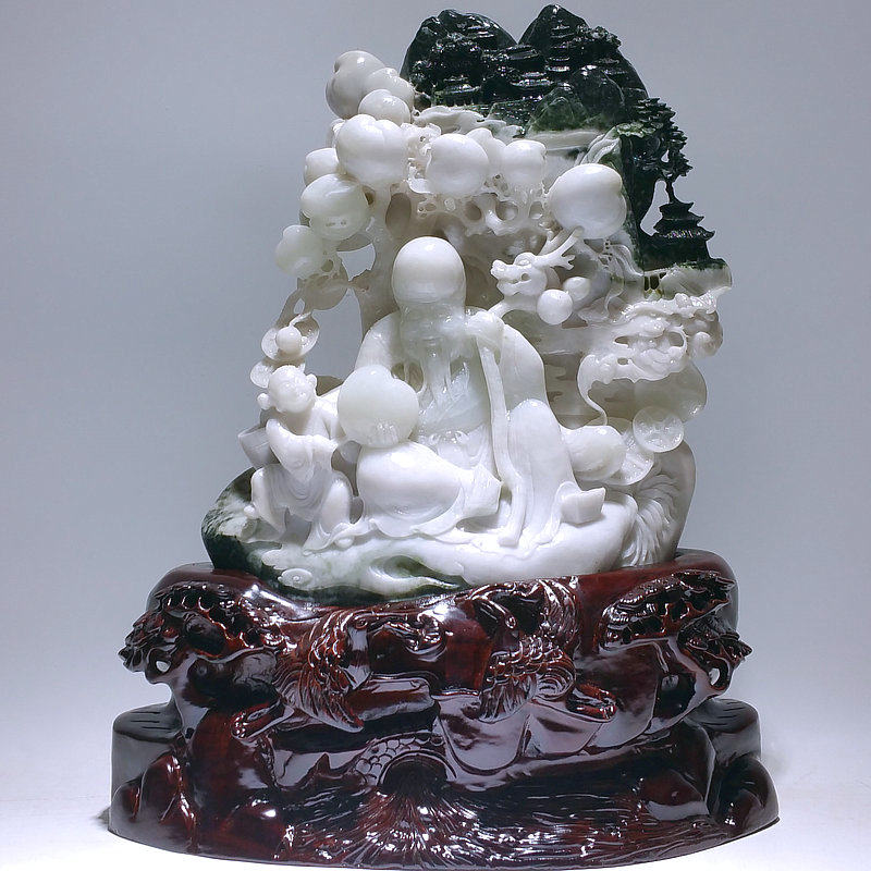 特价促销 寿比南山 寿星献桃 独山玉雕花鸟人物玉石摆件 长辈礼品