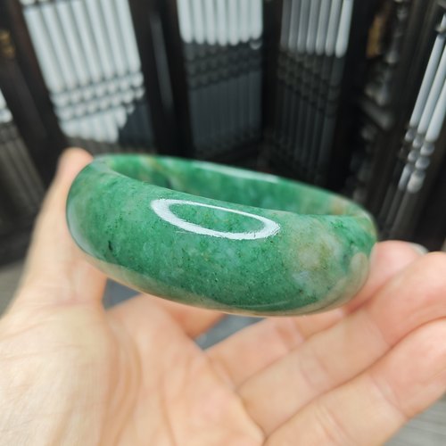 珍藏老坑天然南阳独山玉罕见宽版轮胎玉石手镯女礼物内径60重83g