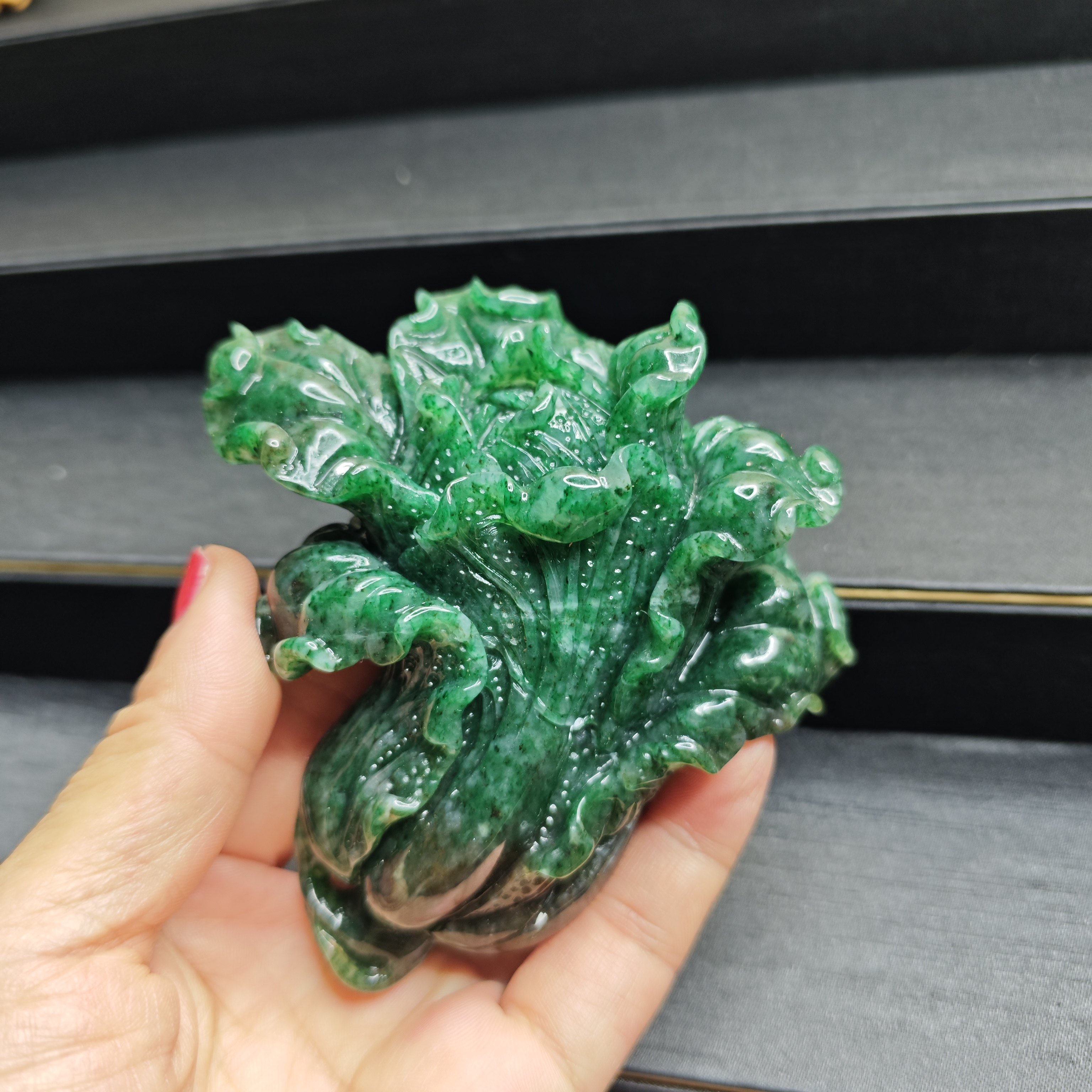 天然老坑独山玉天蓝白菜摆件客厅办公室桌店铺送礼聚福百财招来