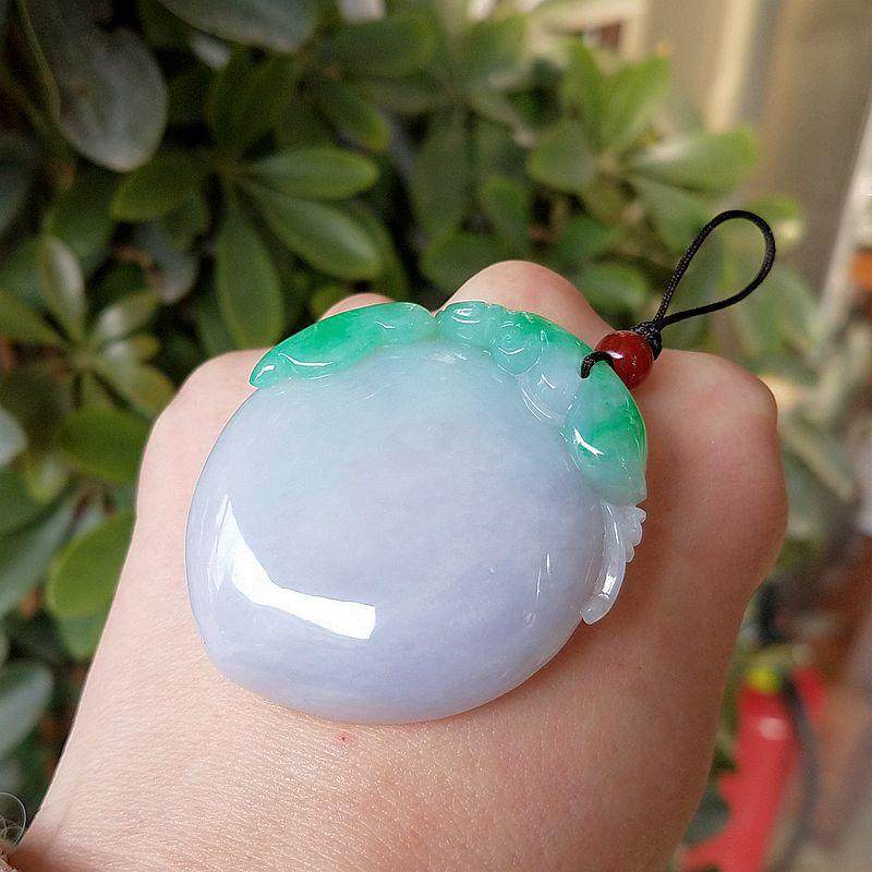 春带彩阳绿苹果翡翠A货挂件吊坠