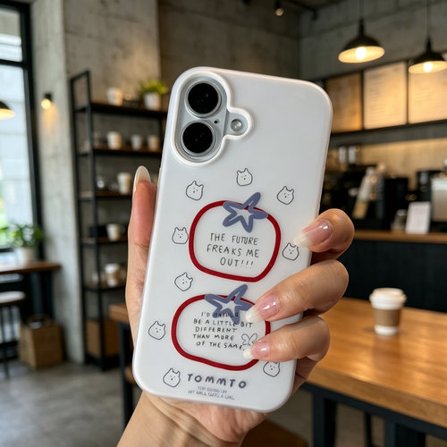 D1131 白色柿子 事事如意 磨砂双层软壳 17promax苹果17pro新款iphone16pro保护套15创意防摔全包手机壳14