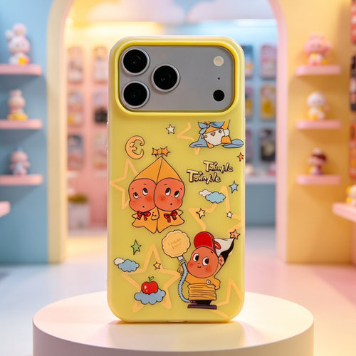 D662 星星人 黄色磨砂双层软壳 17promax苹果17pro新款iphone16pro保护套15创意防摔全包手机壳14