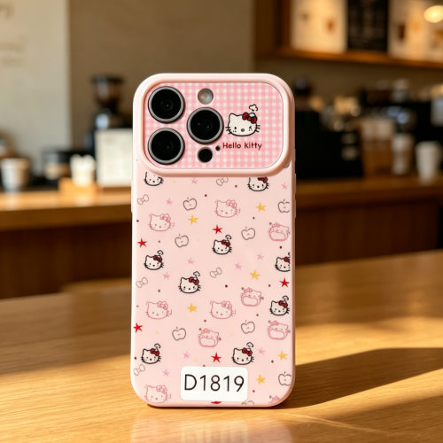 D1819 粉色kitty 精孔亮面爱心边软硅胶17promax苹果17pro新款iphone16pro保护套15创意防摔全包手机壳