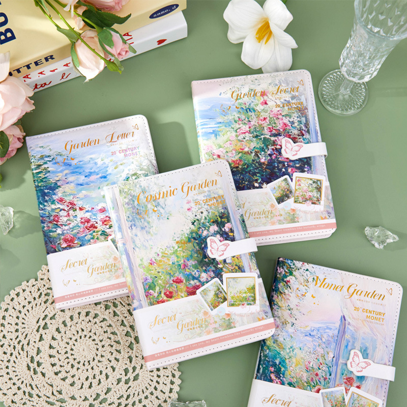 拾光pu磁扣本秘密花园系列 烫银32K彩页本学生手账日记笔记本本子