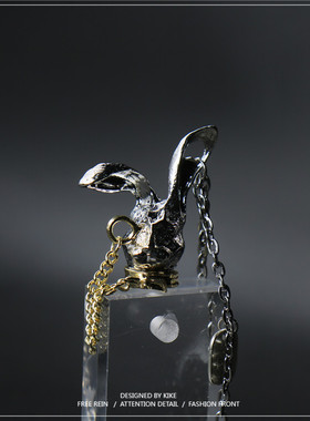 兔侦探项链个性小众酷ins银色