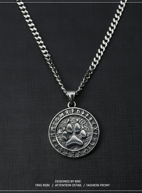 北欧维京熊项链男吊坠狗爪ins酷