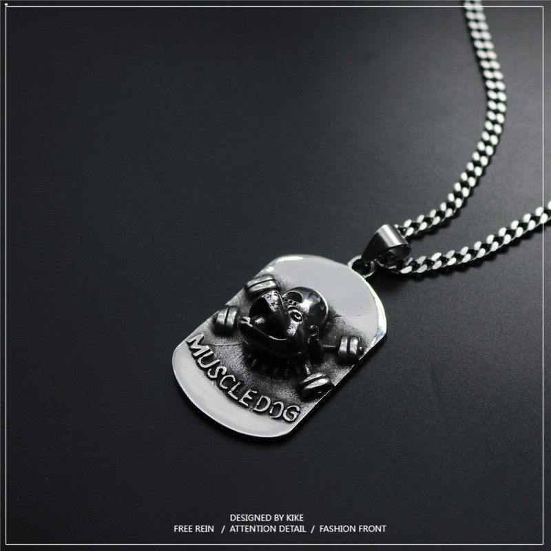 狗牌军牌钛钢项链嘻哈潮学生链子女士hiphop吊坠日韩男霸气小众的