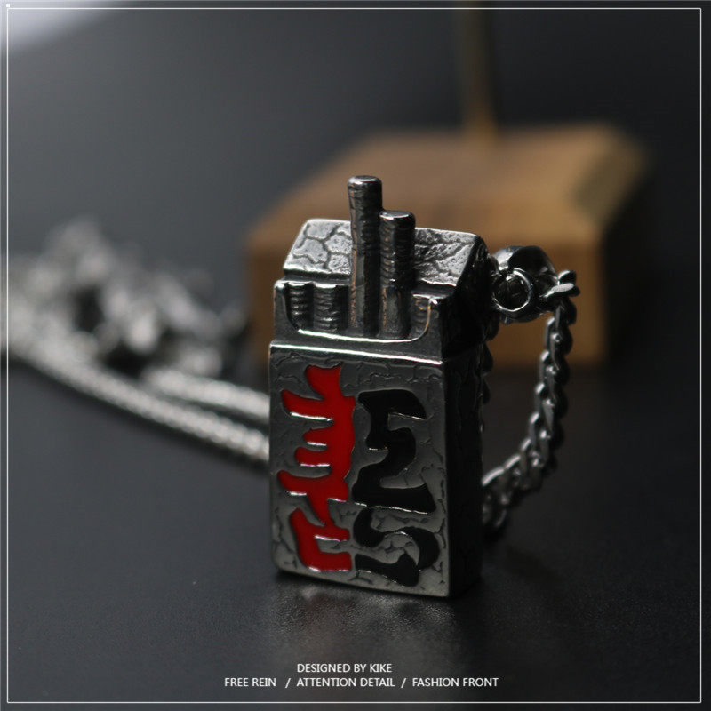 善恶钛钢创意香烟造型吊坠项链男女潮人个性嘻哈长款时尚毛衣链