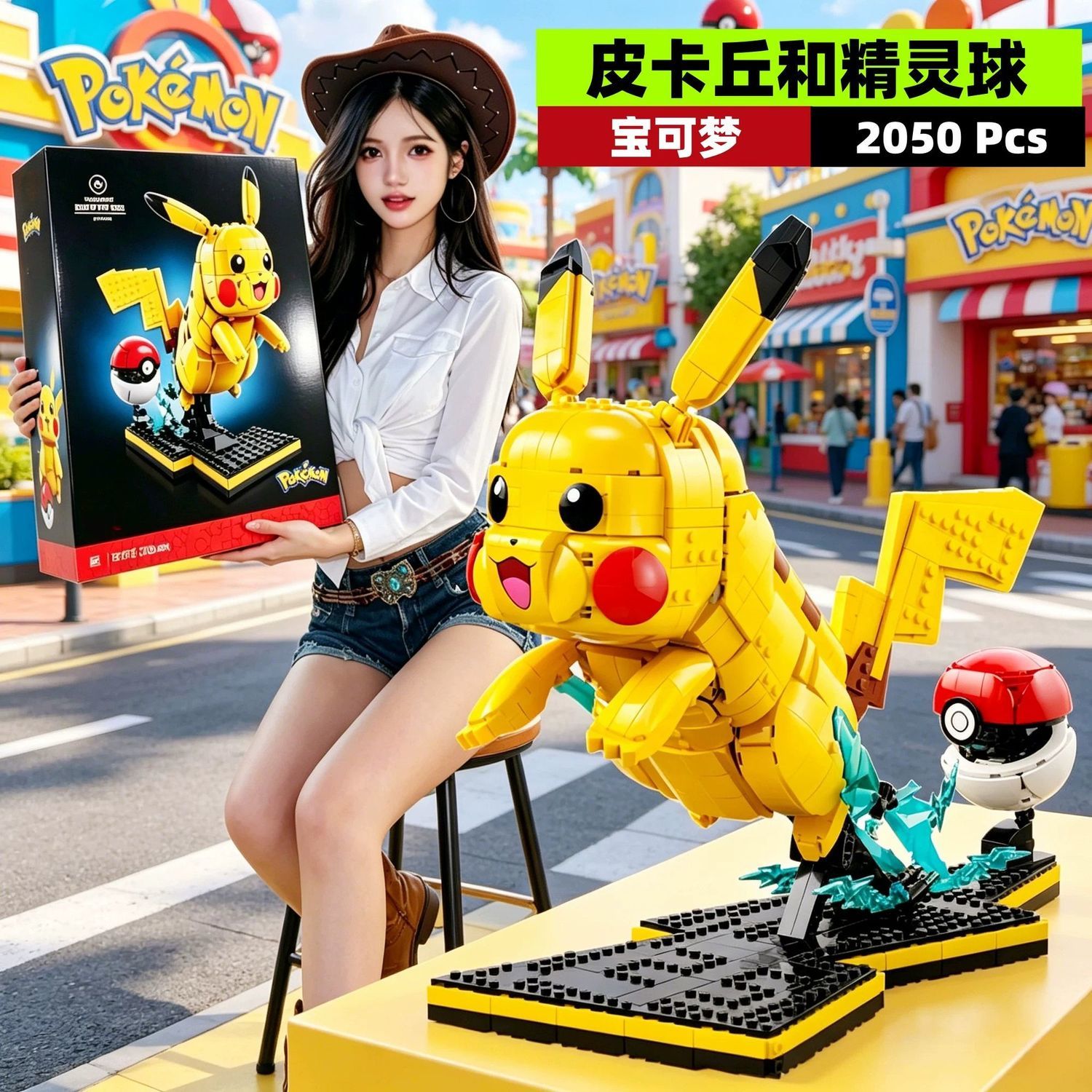 2026新款宝可梦皮卡丘和精灵球男女孩子拼装积木玩具大型难度7