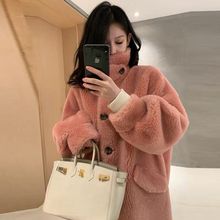 百搭加厚毛毛外套 立领中长款 羊羔毛外套女皮草女2022新款 宽松韩版