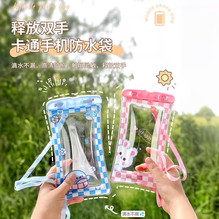手机防水袋可触屏游泳海边潜水专用密封袋漂流拍照挂脖透明手机套