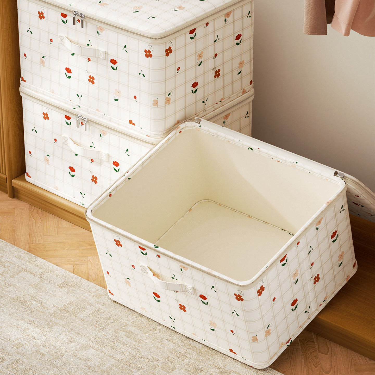 衣服收纳箱新款2026家用衣柜整理盒大容量折叠带盖被子衣物储物筐