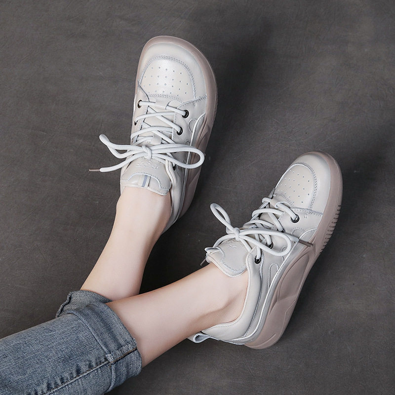 头层牛皮休闲系带手工女鞋真皮平底运动风软底单鞋耐磨低跟低帮,女鞋,时尚休闲鞋,淘宝优惠券,粉丝福利购,淘宝优惠卷