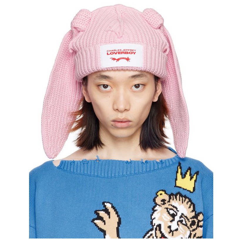 charles jeffrey loverboy 粉色 chunky rabbit 毛线帽男