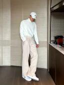 杏 黑 秋冬简约纯色宽松阔腿西裤 JZD 毛呢厚实百搭直筒休闲裤 男