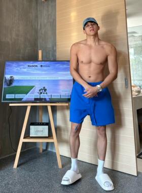 JZD 白/杏/蓝/黑 夏装美式高街运动透气短裤宽松休闲百搭五分球裤