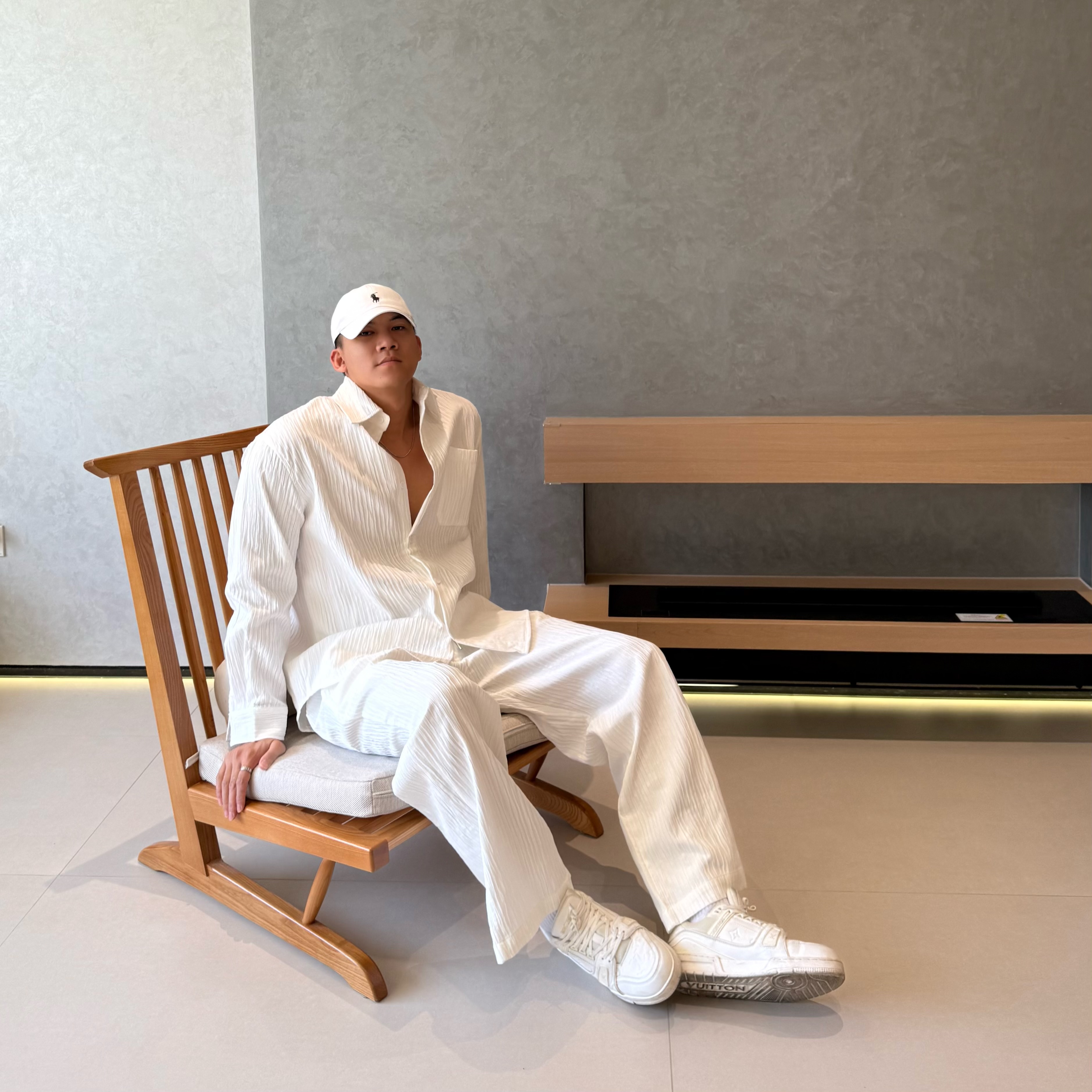 JZD秋季纹理垂感衬衫时尚套装男