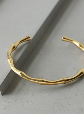 竹节手镯节节高升气质女百搭新款法式小众高级感钛钢镀18k金手环