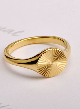 欧美INS可叠放的阳光钛钢镀18K金戒指时尚首饰礼品指环食指中指女