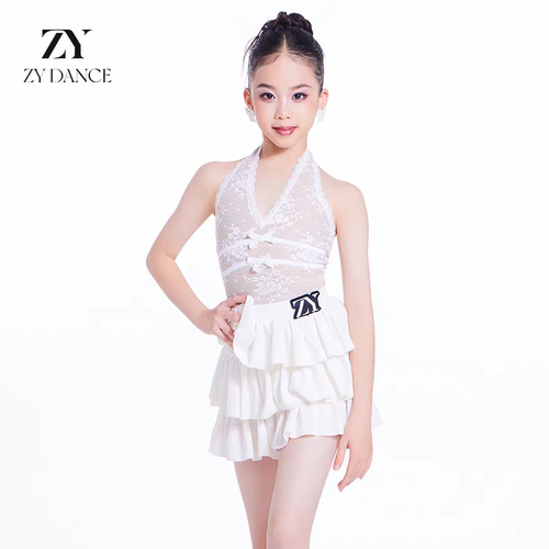 ZYdance夏新款少儿拉丁舞服女儿童表演练功服蕾丝高级感蹈服套装