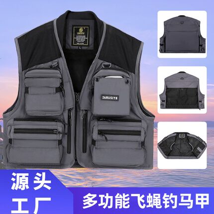 佳瑞斯特户外多口袋防泼水多功能四季通用专业飞蝇钓鱼马甲速干