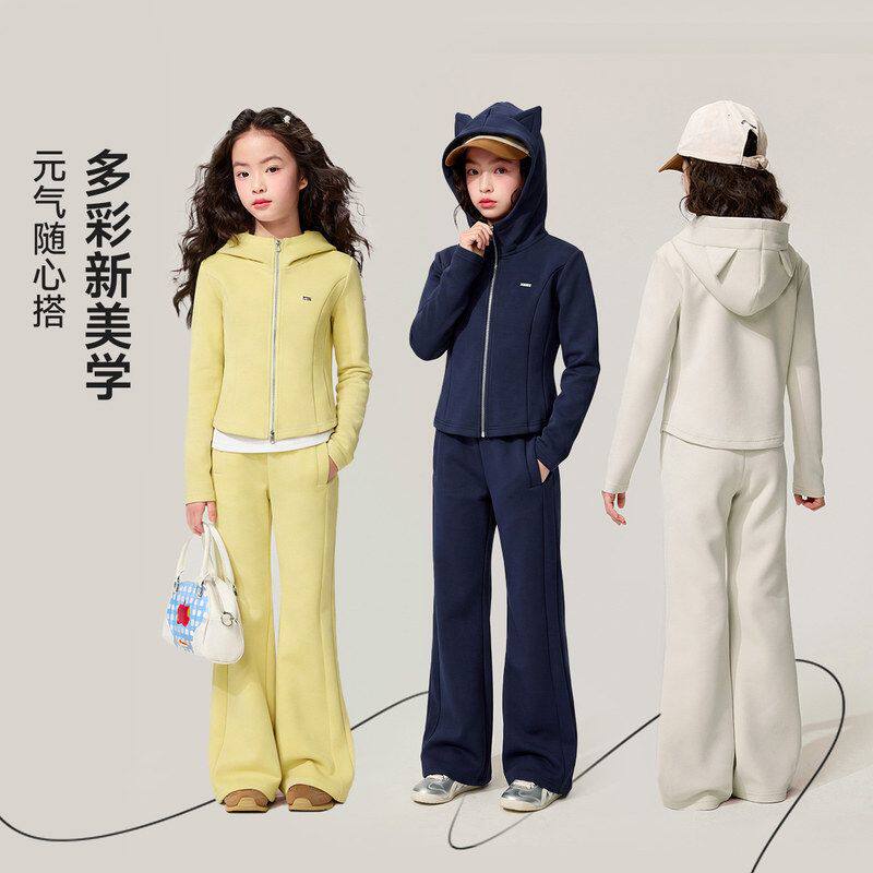 媛媛公主女童套装2026春秋季新款中大童运动休闲连帽两件套童装
