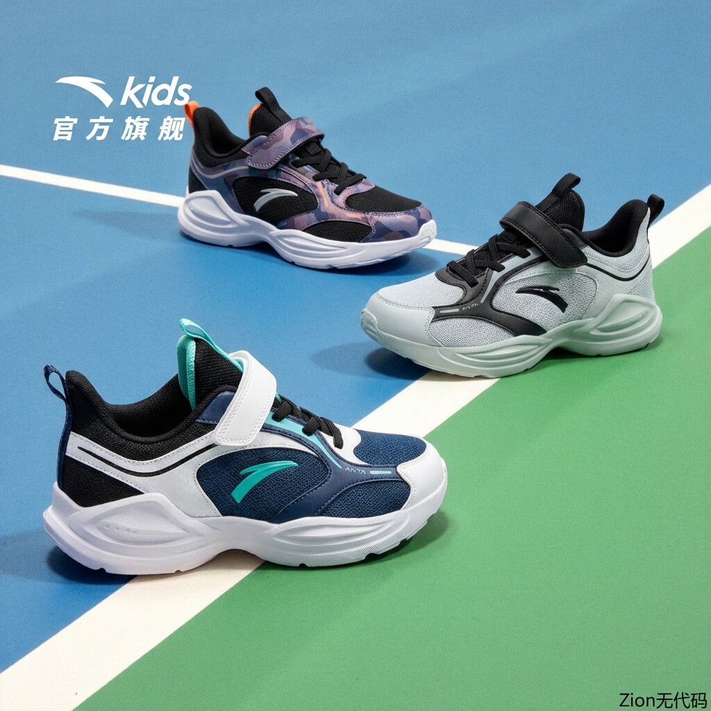 安踏儿童男临风轻便跑鞋图片